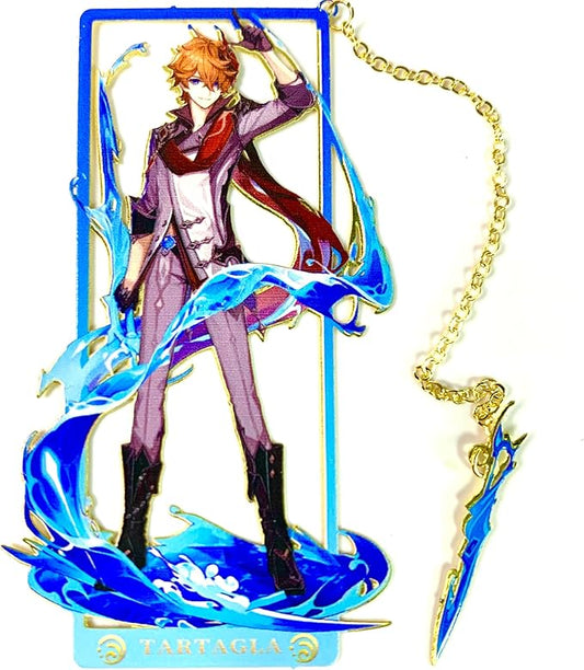 Genshin Impact Tartaglia Brass Bookmarks with 3D Display Box for Women Men Sisters Friends - Ideal Birthday Gifts for Book Lovers - Zllada