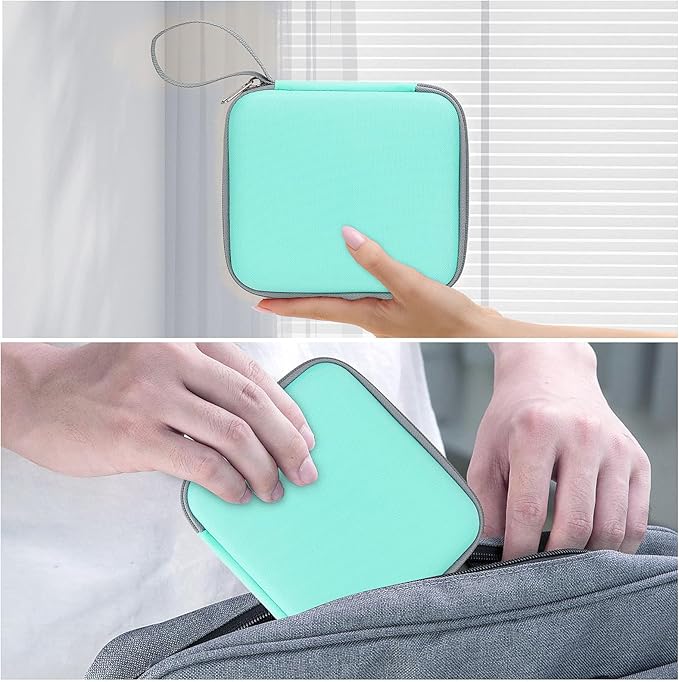 HBCX Mini Printer Case,Hard Protective Box,Portable High-capacity Travel Carrying Case,Suitable for Thermal Inkless Sticker Photo Printer,Label Marker,Instant Print Camera(Only Green Case)