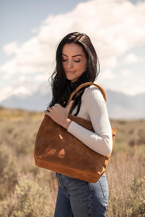 Rosewood Leather Tote Bag for Women - Genuine Leather Laptop Shoulder Bag, Large and Durable Tote, Perfect for Everyday Use