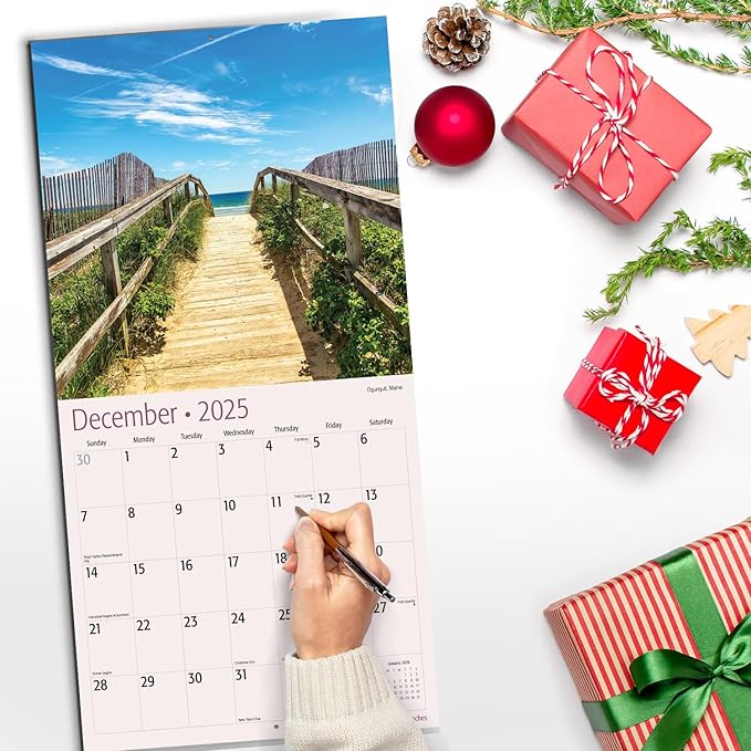 RED EMBER America's Beaches 2025 Wall Calendar 12 Month | 12" x 24" Open | Thick & Sturdy Paper | Giftable | Calendar 2025