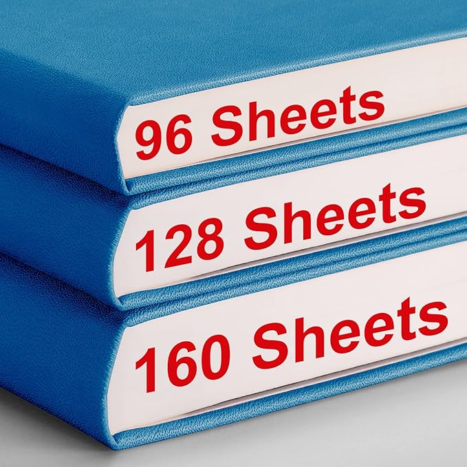 AHGXG College Ruled/Lined Notebook - 320 Numbered Pages B5 Large Notebooks for Work, Thick Journals for Men Women, 100gsm Thick Paper, Faux Leather Softcover, Inner Pocket, 7.6'' X 10''-Blue