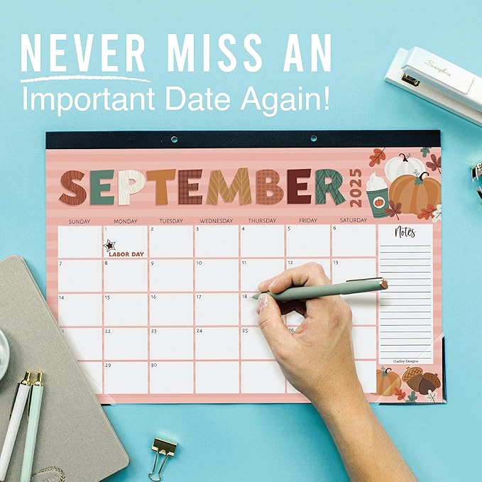 Hadley Designs Large Desk Calendar 2025-2026 - 18-Month Desktop Calendar 2025 for Organized Planning, 17" x 11" 2025 Desk Calendar for Home, School and Office (Doodle)