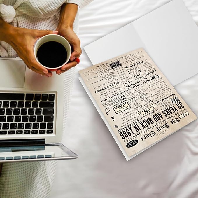 39th Birthday Card Gifts for Her Him, Happy 39th Birthday Decorations for Women Men, Large 39 Years Old Bday Card for Husband Wife