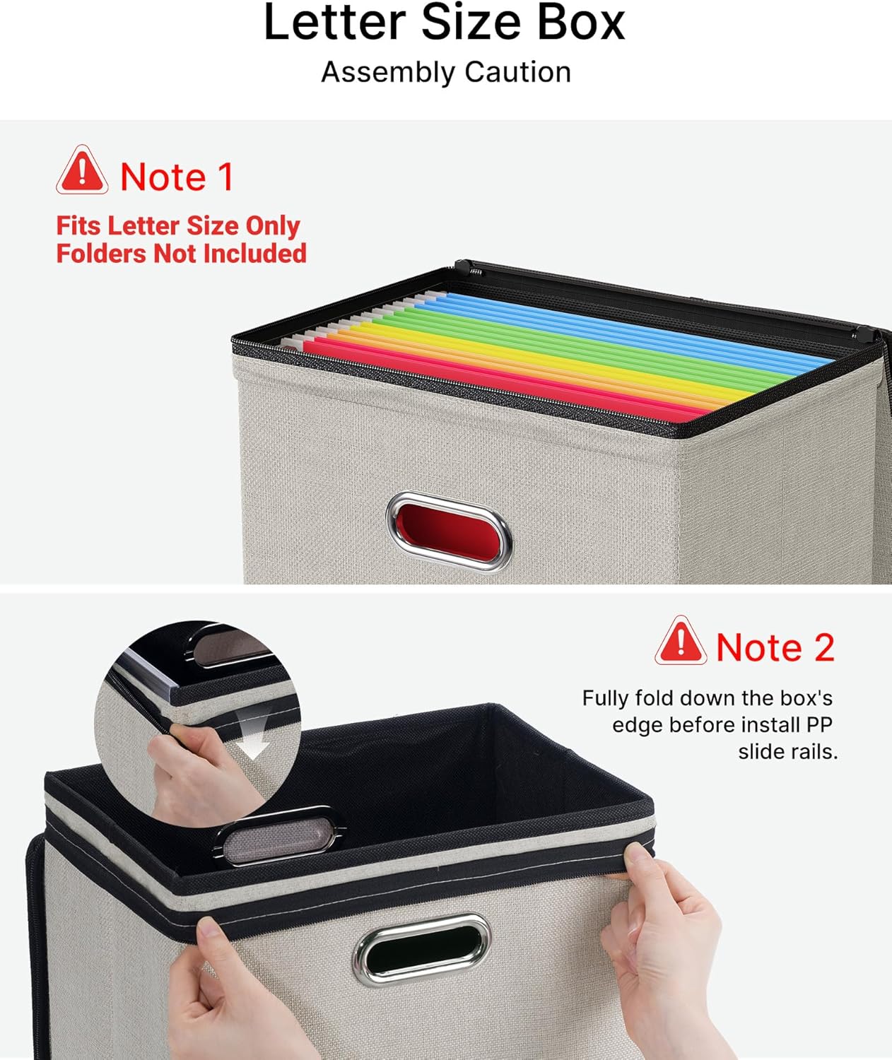 Oterri File Organizer Boxes with Lids, File Box with Mesh Pockets, Document Organizer Box for Letter Size Folders, Zippers Important Document Organizer (Beige, Small-2 Pack Without Folders)