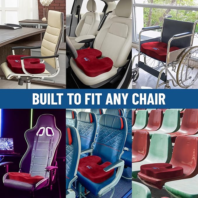 Everlasting Comfort Doctor Recommended Memory Foam Seat Cushions for Office Chairs - HSA FSA Eligible Tailbone Pain Relief Cushion, Sciatica & Back Support, Office Chair Cushion & Car Seat Cushion