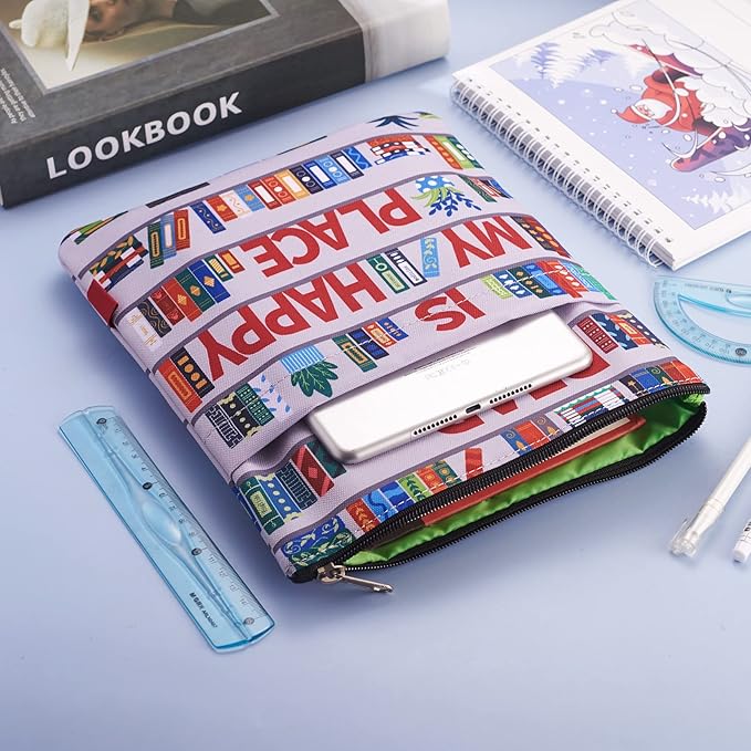 Book Sleeve for Book Lovers, Bookish Book Protector, Book Covers for Paperbacks, Washable Fabric, Book Sleeves with Zipper, Medium 11 Inch X 8.7 Inch