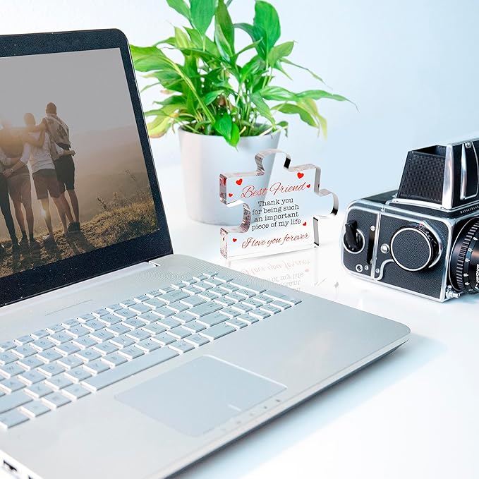 VELENTI Friendship Gifts - Acrylic Block Puzzle Friendship Gift for Her - Long Distance Relationship Gifts, Bestie Gifts Paperweights