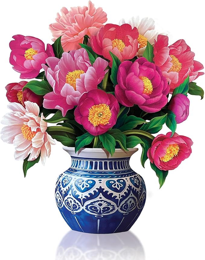 Freshcut Paper Pop Up Cards, Peony Paradise 12 inch Paper Flower Bouquet Greeting Cards with Blank Note Card & Envelope, Birthday Gifts for Women