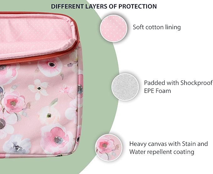 Maison d'Hermine Laptop Bag upto 15.6 inch Stain and water repellent Cotton canvas - Romantic Poppy