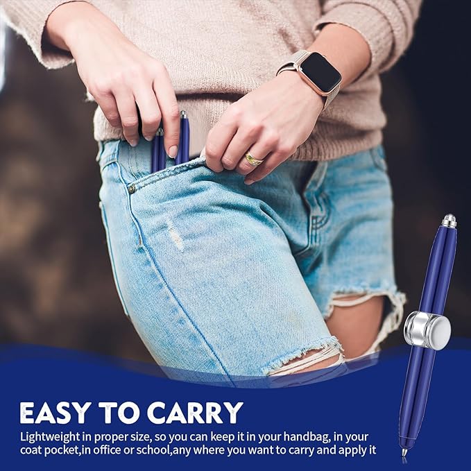 Chinco 2 Pieces Fidget Spinning Pen with LED Light Multi Functional Help Thinking Ballpoint Gift Pen for Adults Students Teenage(Blue)