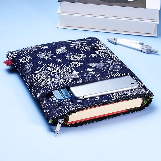 Book Sleeve for Book Lovers, Bookish Book Protector, Book Covers for Paperbacks, Washable Fabric, Book Sleeves with Zipper, Medium 11 Inch X 8.7 Inch