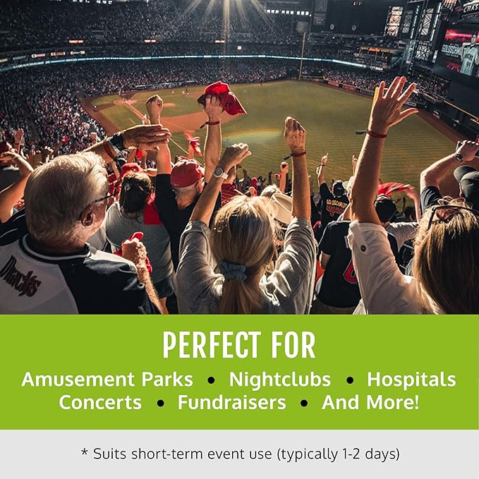 Wristco 100 Blue Cloth Event Wristbands – Plastic Closure to Prevent Transfer or Reuse – Premium-Grade Fabric Bracelets for Party Entry, Summer Camp, VIP Identification, Drink Ticket ID