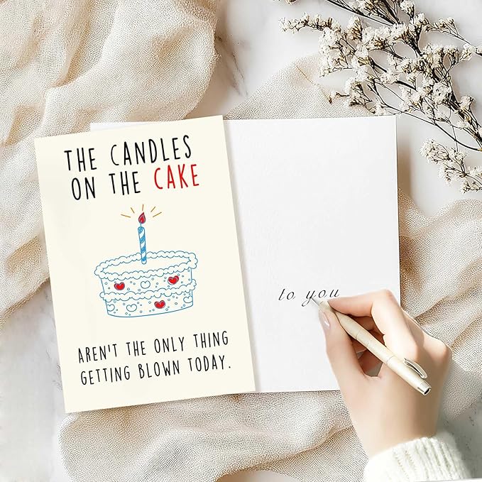 Funny Birthday Card for Him, Naughty Birthday Gift for Men, Humor Birthday Gifts Cards for Boyfriend Husband Fiance, 5x7 Inch with Envelope