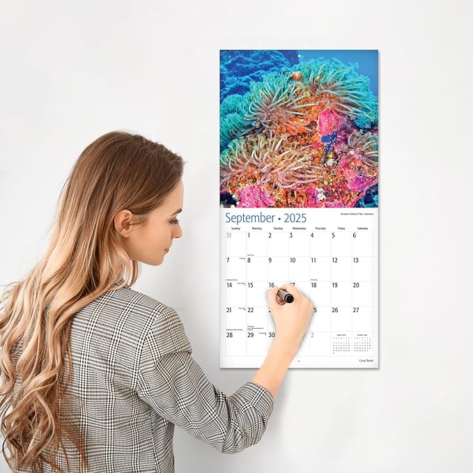 RED EMBER Coral Reefs 2025 Wall Calendar 12 Month | 12" x 24" Open | Thick & Sturdy Paper | Giftable | Calendar 2025