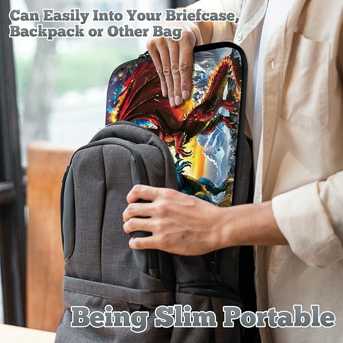 Universal Laptop Sleeve Tablet Case 12 inch, Blue Red Dragons Slim Carrying Case Durable Handbag Travel Laptop Bag for Surface Pro 9 8 7/Laptop Go 2 3, MacBook Air 11/12