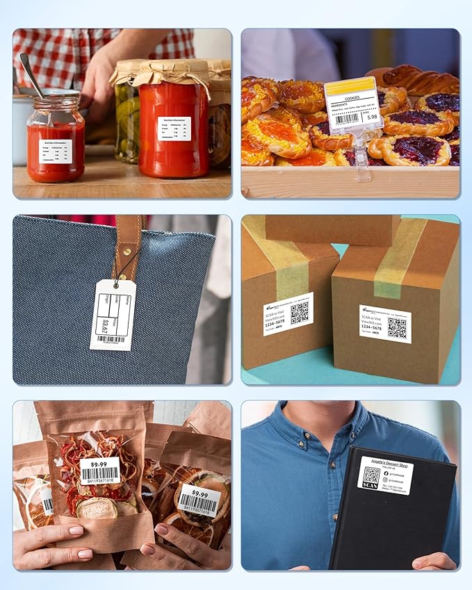 M100 Square Label 1.57'' x 1.18'' (40 x 30 mm), Compatible with Label Maker M110/ M220/ M221/ M120/ M200/M260/M150, White, 230 Labels/Roll, Multi-Purpose Adhesive Thermal Labels, Black on White