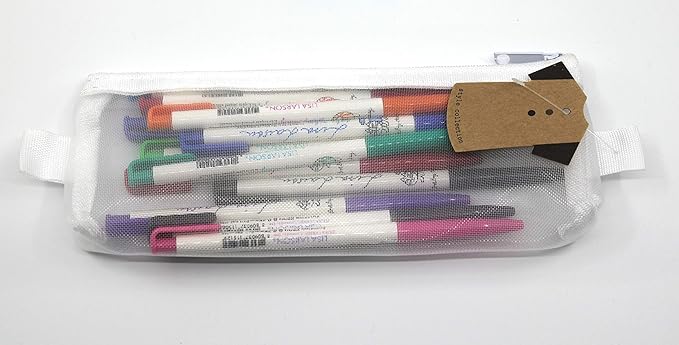 ZEESOON Xeno Lunatic Lunny 0.38mm Slim Ball Point Pen 12 Pens, Extra Fine Point Colored Ballpoint Pen, Made in Korea (Assorted 12pcs with Pencil Case)