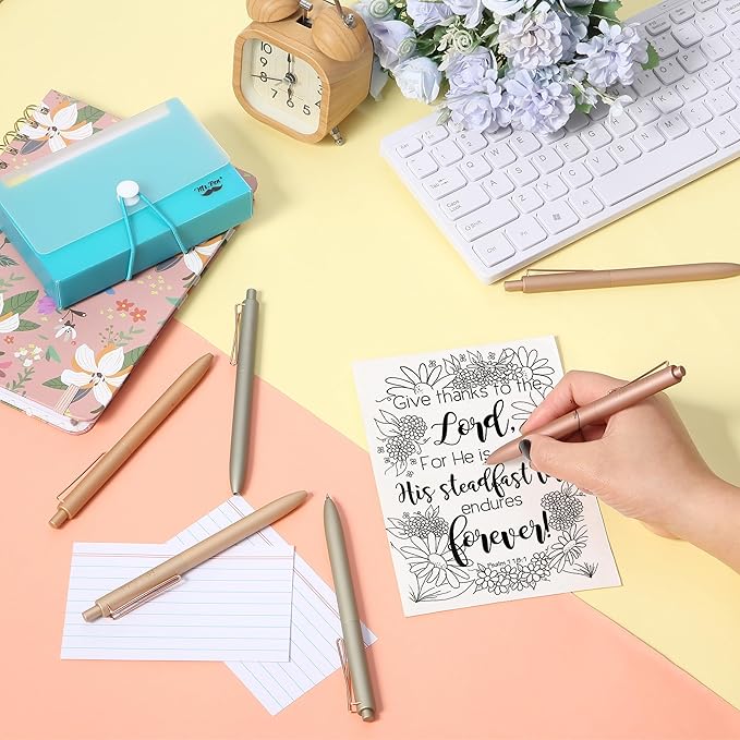 Mr. Pen- Retractable Gel Pens, 6Pack, Black Ink Gel Pens Fine Point, Metallic Earth Color Barrels, Retractable Pens, Gel Ink Pens, Aesthetic Pens for Journaling Fine Tip Pens