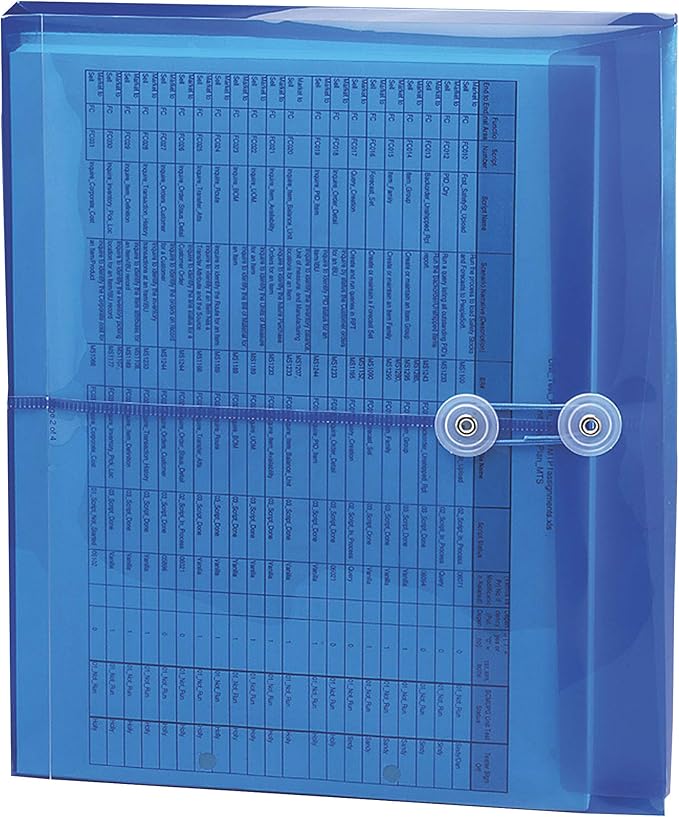 Smead Poly Envelope, 1-1/4" Expansion, String-Tie Closure, Side Load, Letter Size, Blue, 5 per Pack (89522)