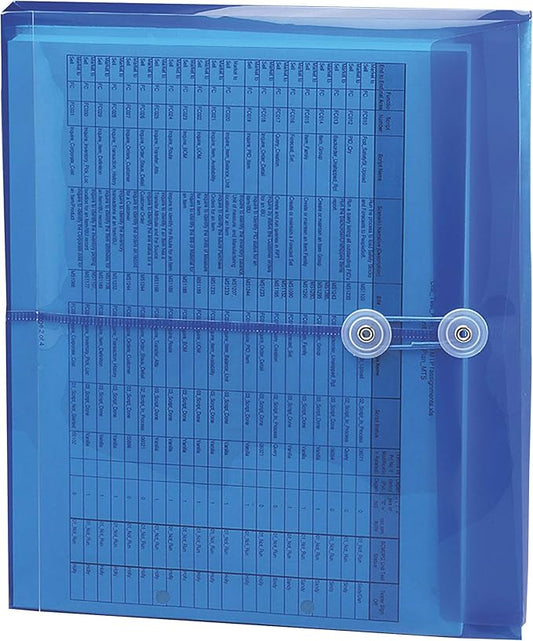 Smead Poly Envelope, 1-1/4" Expansion, String-Tie Closure, Side Load, Letter Size, Blue, 5 per Pack (89522)