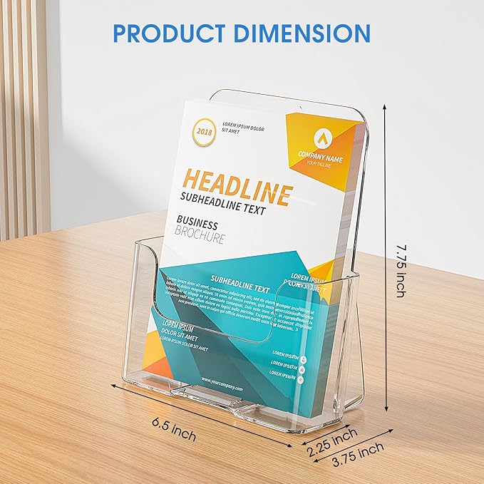 KTRIO Brochure Holder 6 x 8 inch, Acrylic Flyer Holder Stand Display Clear Holders for Literature, Magazine, Pamphlet, Booklet, Menu, Desk or Wall Mount 2 Pack