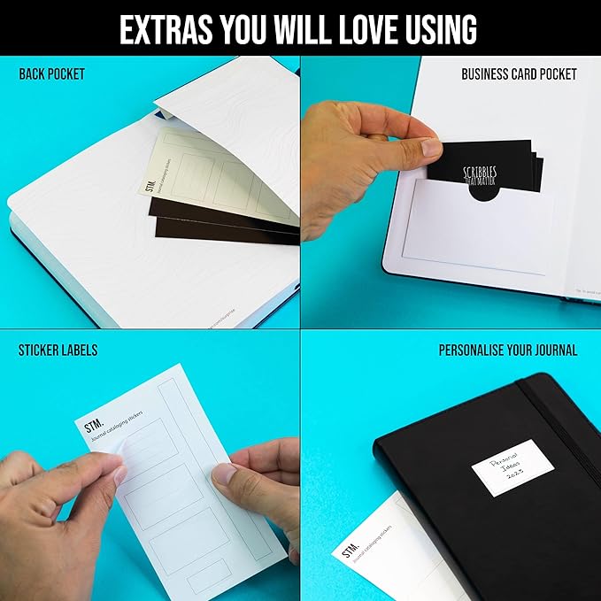 Scribbles That Matter A5 Bullet Dotted Journal Notebook | Vegan Hard Cover, 120gsm bleedproof thick paper, 150 pages, 5.75 x 8.5in, 2 bookmarks, tab stickers, penloop | For Work | Bottle Green