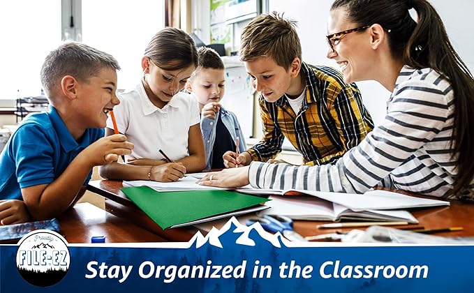 FILE-EZ Two-Pocket Folders, Green, 25-Pack, Textured Paper, Letter Size (EZ-32560)