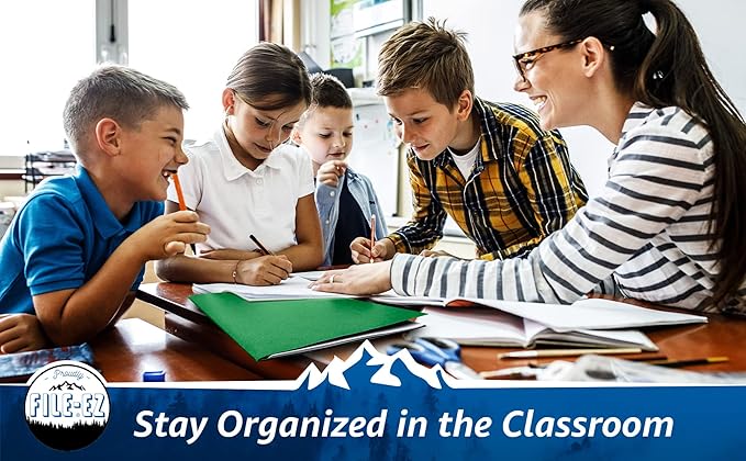 FILE-EZ Two-Pocket Folders, Green, 25-Pack, Textured Paper, Letter Size (EZ-32560)