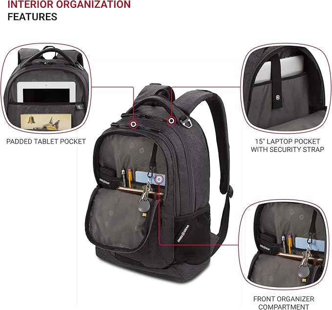 SwissGear Cecil 5505 Laptop Backpack, Charcoal, 18-Inch