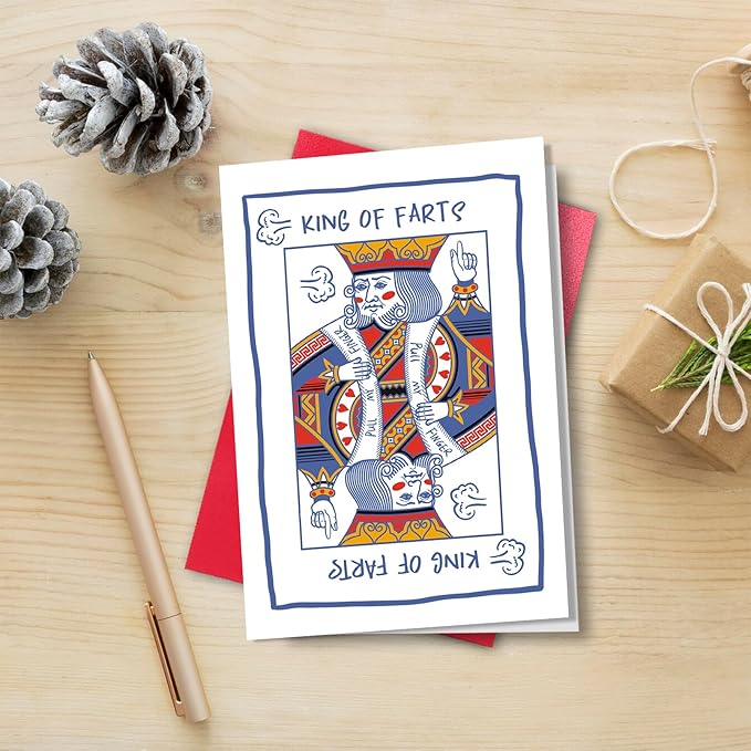 King of Farts Birthday Card for Husband Boyfriend, Funny Birthday Card for Men Him, Hilarious Birthday Gift