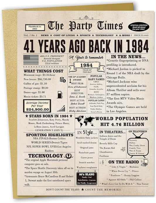 Happy 41st Birthday Card for Women Men, Funny 41 Year Old Birthday Gift Card for Husband Wife Him Her, Retro 41 Bday Decorations Ideas