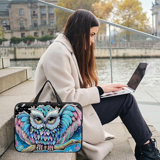 Universal Laptop Sleeve Tablet Case 12 inch, Owl Blue Slim Carrying Case Durable Handbag Travel Laptop Bag for Surface Pro 9 8 7/Laptop Go 2 3, MacBook Air 11/12