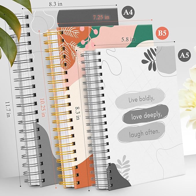 Hardcover Spiral Journal, 10.25" x 7.25", 300 Pages Large College Ruled Notebook for Women, Ideal for Writing, Journaling, Note-Taking, Work, School