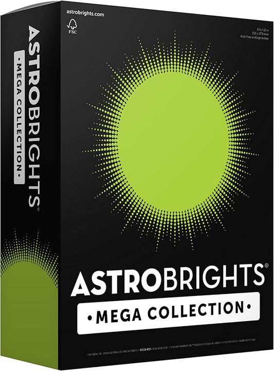 Astrobrights Mega Collection, Colored Paper, Bright Green, 625 Sheets, 24 lb/89 gsm, 8.5" x 11" - MORE SHEETS! (91622)