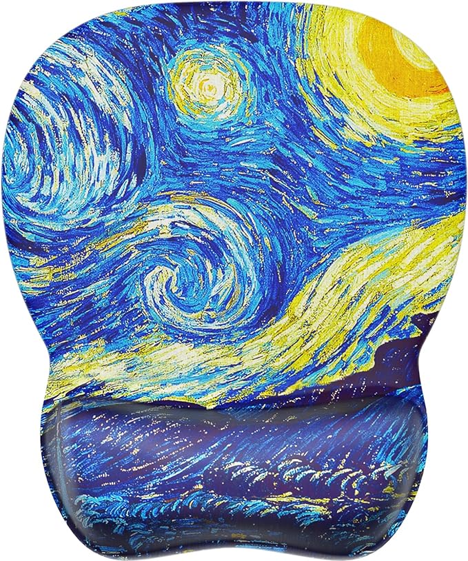 MROCO Ergonomic Mouse Pad with Gel Wrist Rest, Comfortable Mousepad with Smooth Wrist Support Surface and Non-Slip PU Base for Pain Relief, Computer, Laptop, Office & Home, 9.4 x 8.1 in, Starry Night