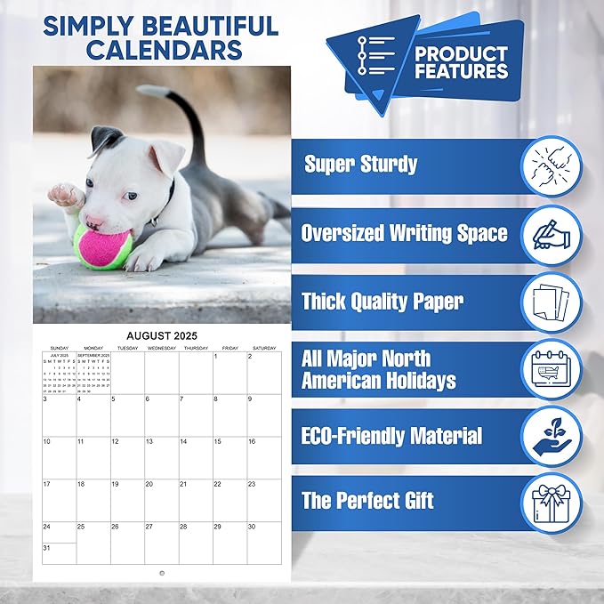 2025 Puppies Monthly Wall Calendar | 12" x 24" | Thick Sturdy Paper | Puppy Dog Calendar 2024-2025