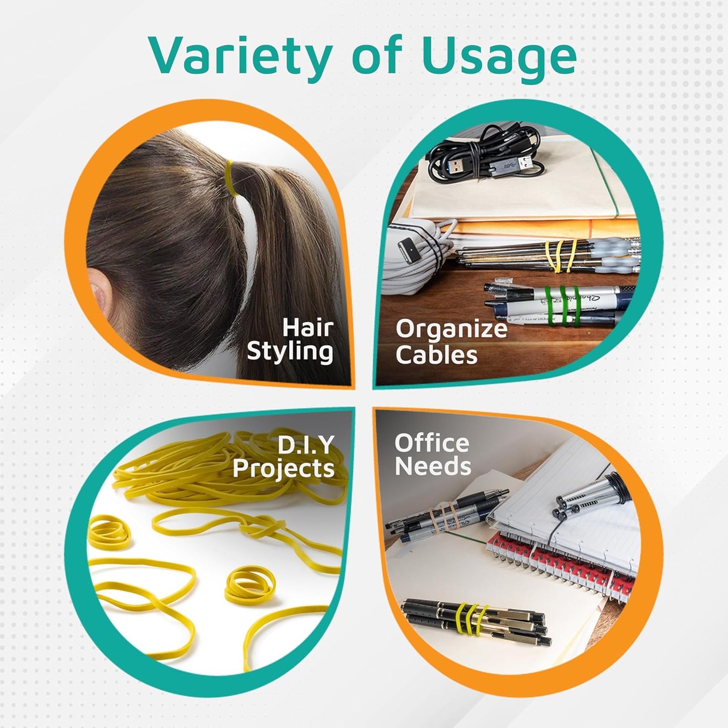 PlasticMill Yellow Rubber Bands Size 33 (3 1/2" x 1/8") - #33 Colored Rubber Bands Office Supplies - Strong, Elastic Bands for Crafts, Balloon Garland, Cash, File Folders (500-Pack)