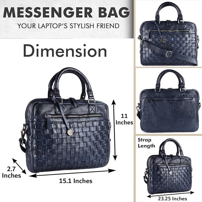 Genuine Leather Laptop Bag For Men 15 Inch, Messenger Bag For Women