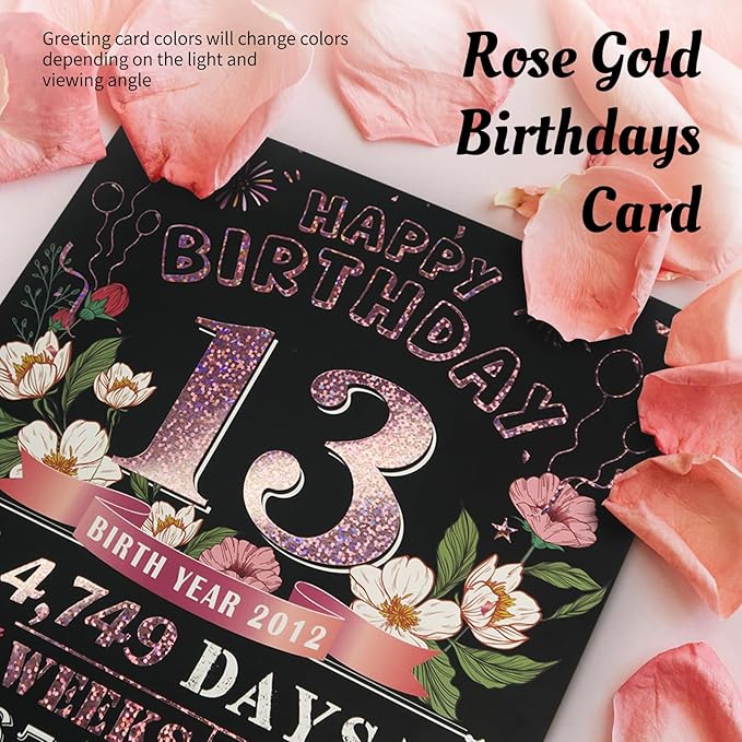 13th Birthday Card for Girl, Jumbo Pop Up 13th Birthday Cards for Daughter, Happy 13th Birthday Decorations for 13 Year Old Son Daughter Funny Birthday Gifts, Review of 2012, Pink