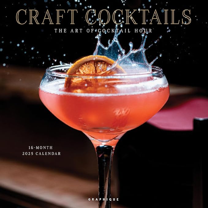 Graphique 2025 Craft Cocktail Wall Calendar | 12” x 12” | Thick Paper | Home & Office Organizer | Large Monthly Grid | 3 Languages & Marked Holidays | 4 Month Preview Page for 2026