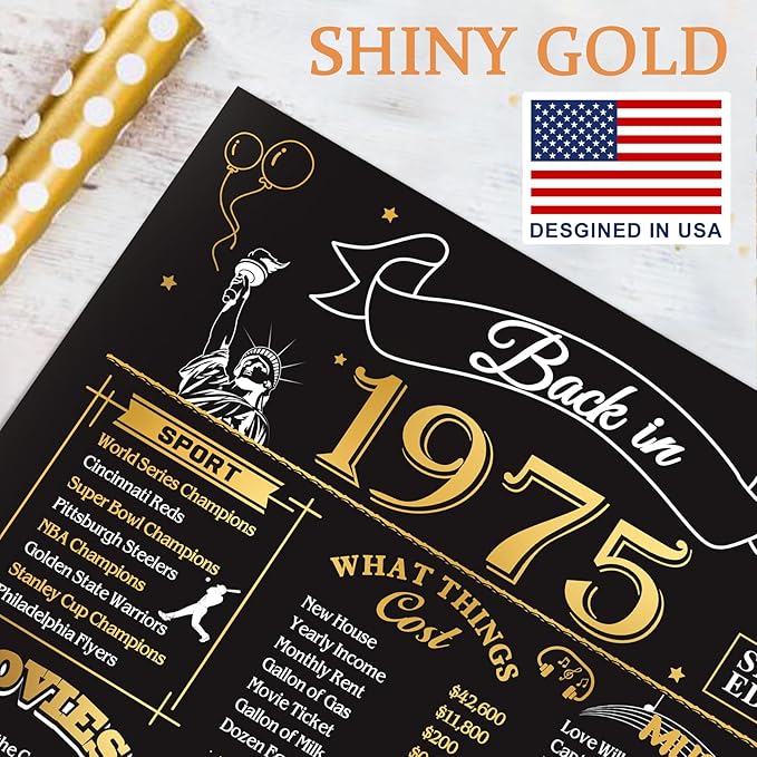 50th Birthday Card for Men Women, 3D Pop Up 50th Birthday Gifts Cards for Him Her, Back In 1975 Funny 50 Year Old Birthday Decorations