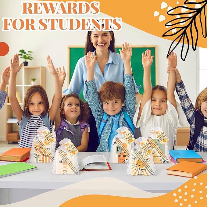 200 Pcs Bible Verse Sets Church Christian Gift Include 50 Scripture Notebooks 50 Bible Bamboo Pens 50 Thanks Tags 50 Organza Bags for Women Man Christian Party Gifts(Boho Color,Bohemian)