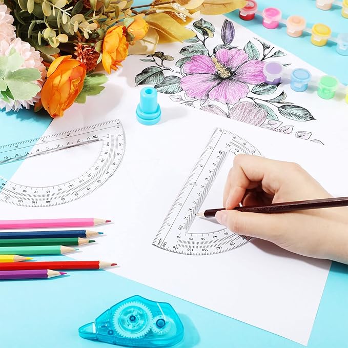 Zonon 100 Pieces Plastic Protractors Bulk Classroom Clear Math Protractors 180 Degrees 6 Inch Protractors for Geometry Student, Angle Measurement, Students Back to School Supplies Office Supplies