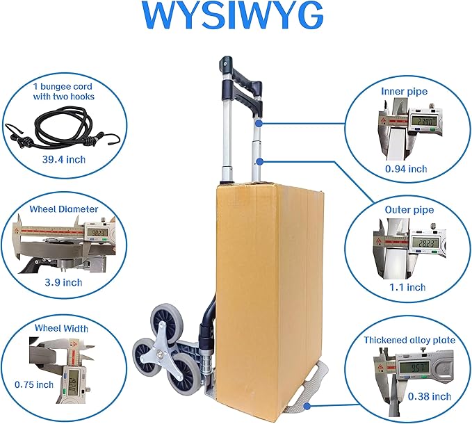 Folding Hand Truck, 165lbs Load Stair Climbing Cart with Silent Wheel, Light Weight Portable Folding Dolly Multi-fuctional Foldable Hand Cart Heavy Duty Utility Cart for Home Office & Travel Use