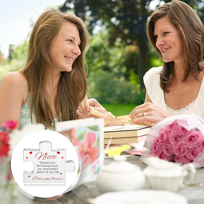 VELENTI Niece Gifts - Acrylic Block Puzzle Niece Gift - Cute Niece Gifts from Aunt, Uncle - Birthday, Christmas, Paperweights, Graduation Niece Gifts from Auntie - Novelty Gifts for Nieces