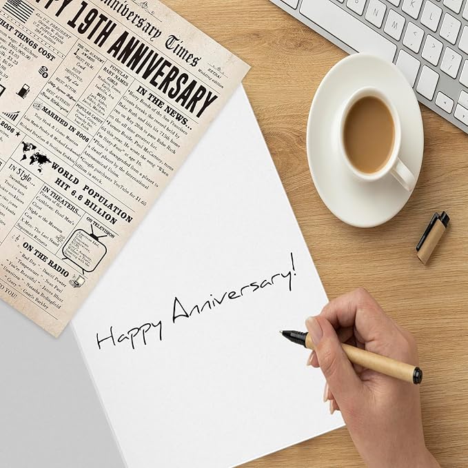 Funny 19 Years Anniversary Card for Her Him, Sweet 19th Wedding Anniversary Card for Husband Wife Couple, Large 19th Anniversary Cards for Parents
