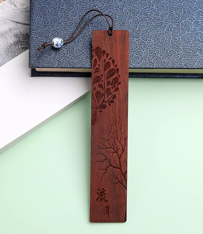 Wooden Bookmark Engraved Book Mark Vintage Style Best Unique Gifts Set for Book Lovers,Women,Men,Teacher,Birthday Present