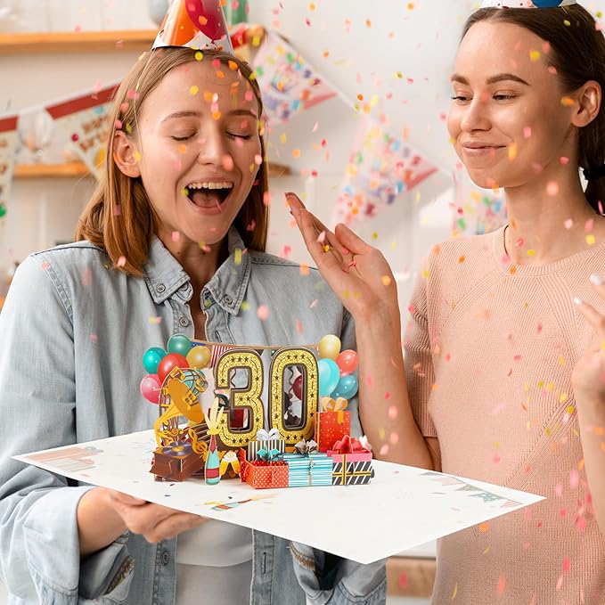 30th Birthday Card for Men Women, 3D Pop Up 30th Birthday Gifts Cards for Him Her, Back In 1995 Funny 30 Year Old Birthday Decorations, Classy Vintage
