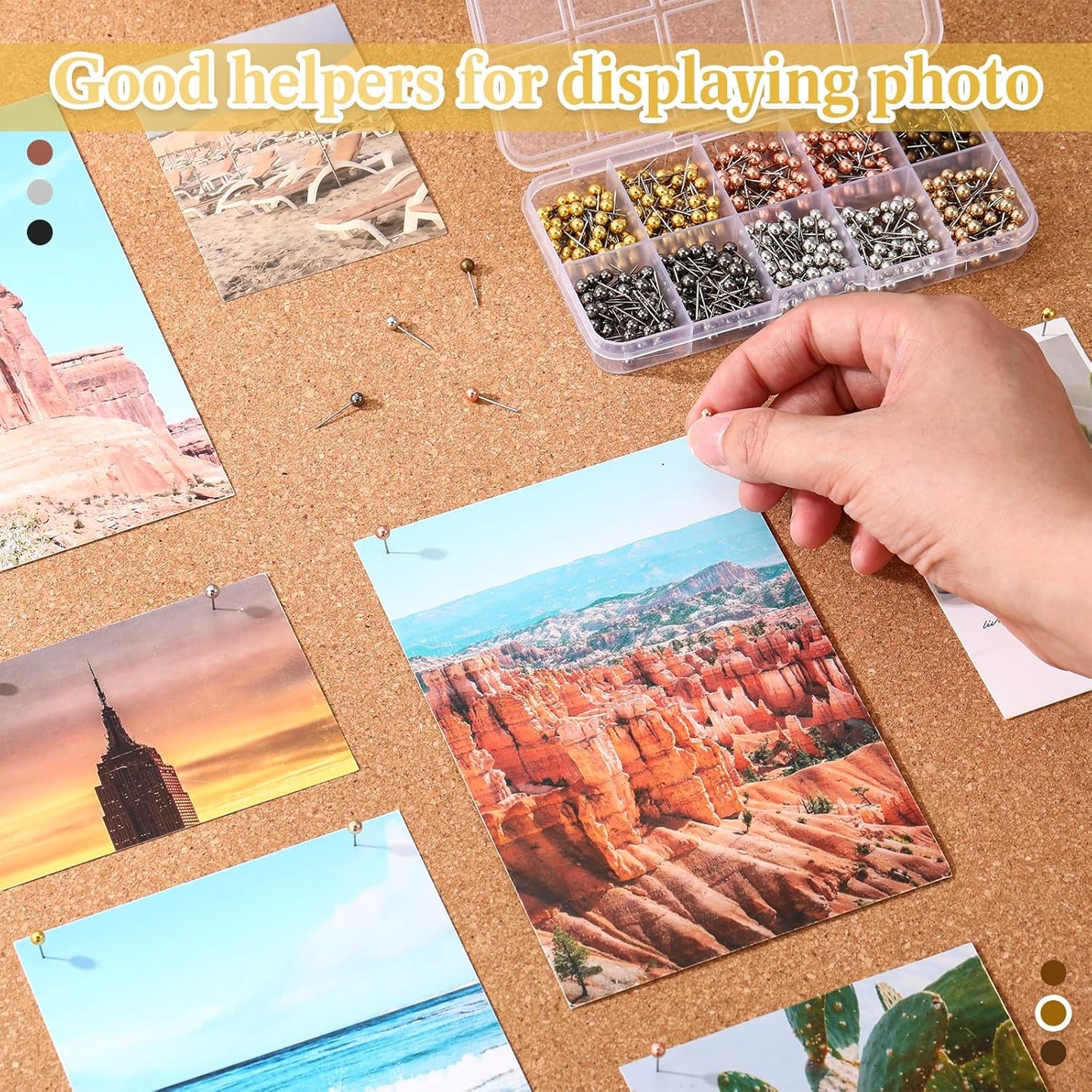 Outus 500 Pieces Map Push Pins 1/8 Inch Map Tacks Plastic Round Head Tacks with Steel Points(Metallic Color, 1/8 Inch)