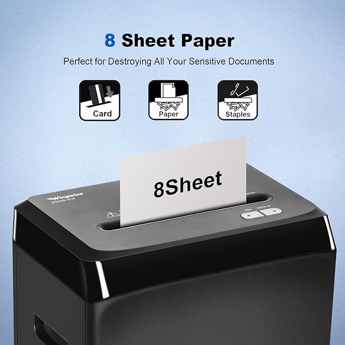 58dB Quiet P-4 Cross-Cut Paper Shredder for Home & Office Use | Fast 8-Sheet Feeding, 4 Gal Bin (LITE)